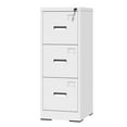 thumbnail image 3 of Tcbosik 3-Drawer File Cabinet, Locking Metal Vertical Filing Cabinet for Home Office, Storage Cabinet with Lock for A4 Legal/Letter Size, Assembly Required, White, 3 of 9