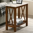 thumbnail image 4 of Furniture of America Bray Adult Contemporary Square MDF End Table with Shelves, Medium Oak/White, Set of 1, 4 of 5