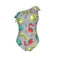 thumbnail image 4 of Yiaed Cute Dinosaur Print Women One Piece Swimsuits Tummy Control One Shoulder Bathing Suits Pattern Ruffle Swimwear-X-Large, 4 of 8