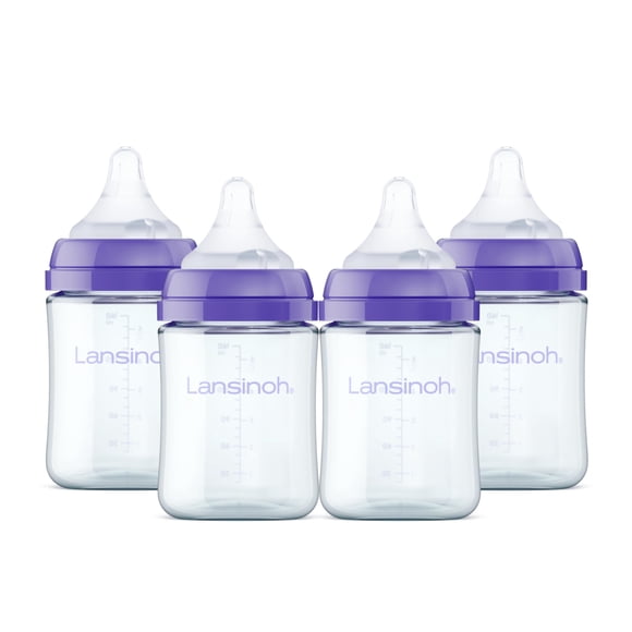 Biberones Lansinoh de vidrio anticólico de 150 ml, paquete de 4 con tetinas
