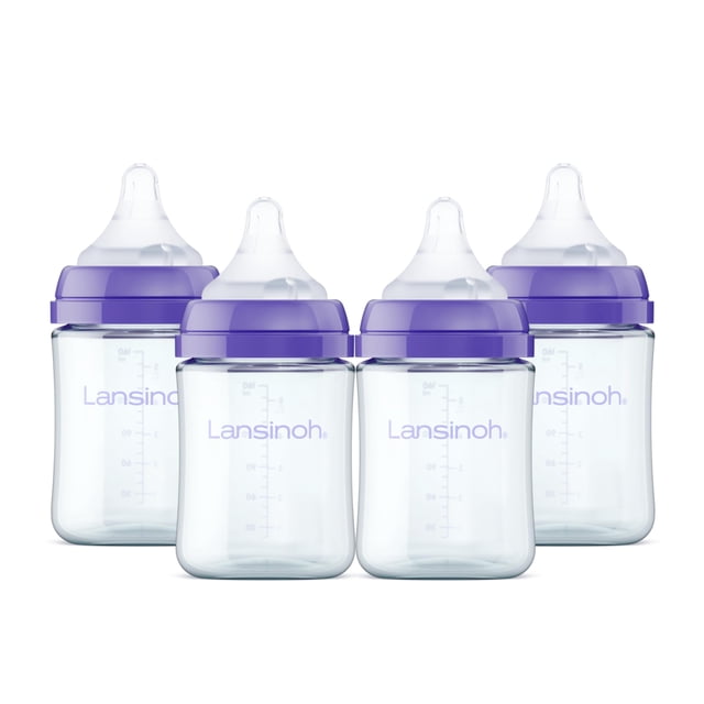 Biberones Lansinoh de vidrio anticólico de 150 ml, paquete de 4 con tetinas