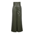thumbnail image 6 of Cutuoiiu Women's Fashion Solid Color High Waist Pleated Side Zipper Wide Leg Pleather Pants with Pockets Gifts, 6 of 6