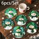 thumbnail image 1 of Posavasos de poliéster, adornos navideños, juego de manteles individuales con temática navideña, absorbentes y aislantes del calor, posavasos para decoración festiva del hogar, decoraciones de Hallowe, 1 of 7