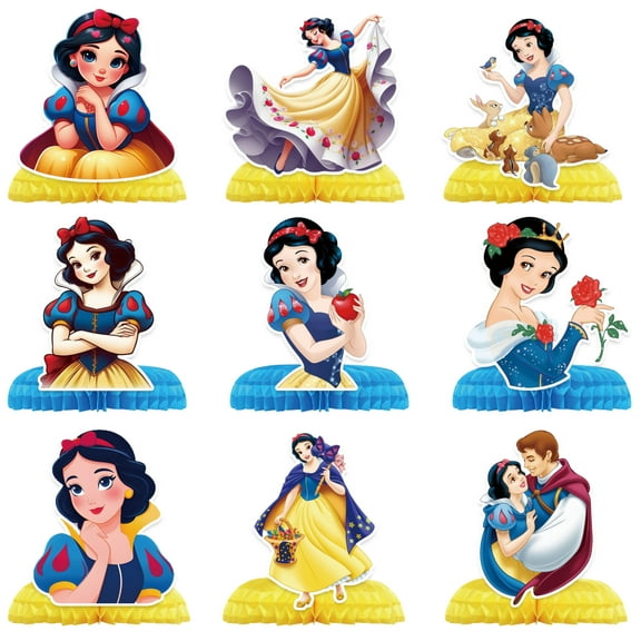 9 Pcs Cute Party Decorations, Cartoon Honeycomb Centerpieces for Princess Birthday Party, 3D Table Decorations Party Supplies