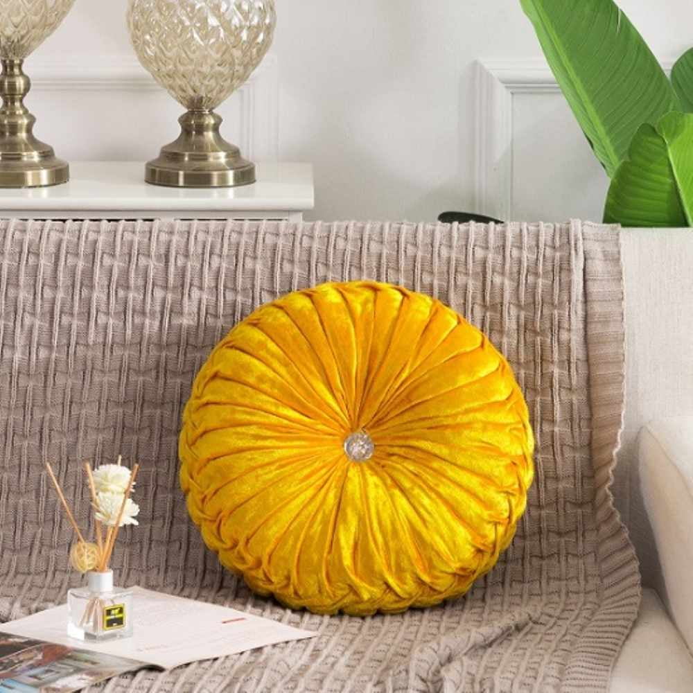 European Pastoral Style Pumpkin Round Seat Cushion Back Cushion Or As Sofa Pillow Velvet Fabric 35x35cm 9 Colors Walmart Com Walmart Com
