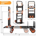 thumbnail image 7 of Yacona 3-in-1 Folding Hand Truck, Foldable Dolly Cart with Wheels Heavy Duty, Convertible Hand Cart for Moving with Retractable Handle, Orange, 7 of 7