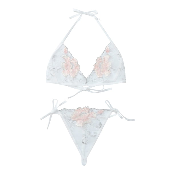 Gibobby Ropa interior mujer sexy Conjunto de falda a cuadros para mujer con ribete de encaje y falda(Blanco, Talla única)