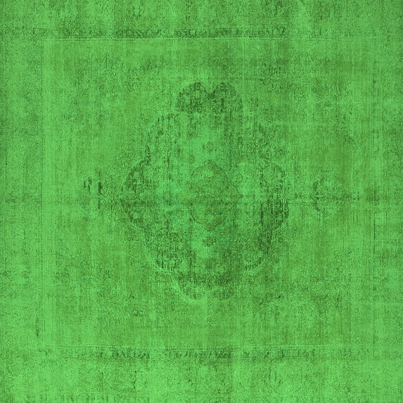 Ahgly Company Indoor Square Oriental Green Industrial Area Rugs, 7' Square