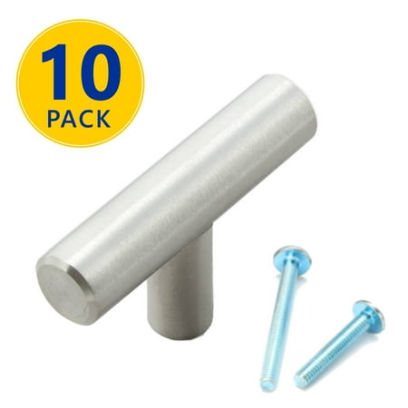 10 Pack 2 Stainless Steel Single Hole T Bar Cabinet Knobs 2