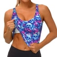 thumbnail image 3 of Pofeuu blue Skull purple flower Print Sports Bra for Women Sexy Vest Yoga Running Gym Fitness Crop Bras Tops-XX-Large, 3 of 8