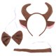 thumbnail image 1 of EeaseMX Conjunto de 3 piezas de disfraz de dibujos animados para niños, diadema, pajarita y cola, accesorios de actuación para fiesta de cosplay (vaca), 1 of 8