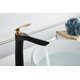 thumbnail image 2 of Grifo de lavabo de una sola palanca Grifo de baño superior alto Tema negro Manija de cromo dorado Grifo de una sola manija de latón JFHHH pequeña, 2 of 5