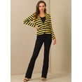 thumbnail image 2 of Blazer a rayas con cierre de botón y bolsillo con solapa con muesca para mujer Amarillo Negro M, 2 of 5