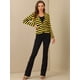 thumbnail image 2 of Blazer Allegra K a rayas con cierre de botón y bolsillo con solapa para mujer Amarillo Negro XS, 2 of 5