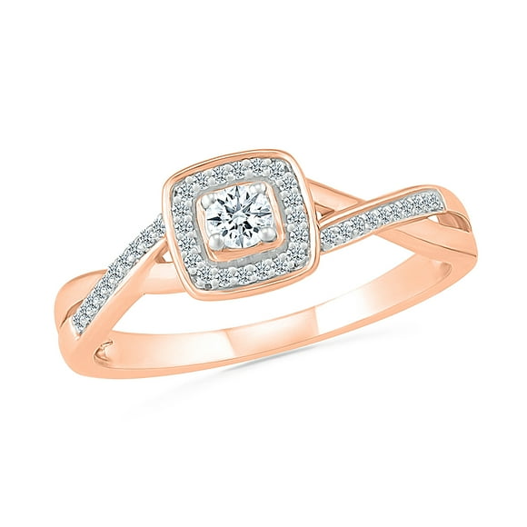 DGOLD 10kt Rose Gold Round White Diamond Promise Ring (1/5 cttw)