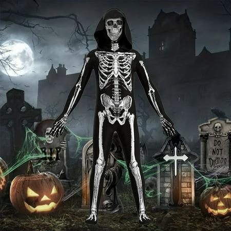 

Baby Boy Christmas Outfit Boys Jumpsuit Black Halloween Halloween Human Skeleton Clothes 100