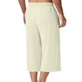 thumbnail image 5 of Men's Long Sweat Shorts Cotton Below Knee Capris with Pockets Drawstring Elastic Waistband Straight Leg Capri Pants Size 3XL Beige, 5 of 6