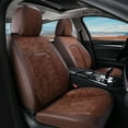 thumbnail image 3 of Coverado Full Set Car Seat Covers, Front and Back Seat Protectors, Faux Leather & Flannel Fashion Auto Accessories, Universal Fit Most Cars, SUVs Pickup Trucks, Coffee, 3 of 10