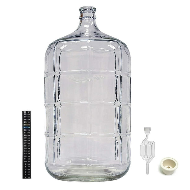 Home Brew Ohio 6 Gallon Glass Carboy with Drilled Bung, Twin Bubble