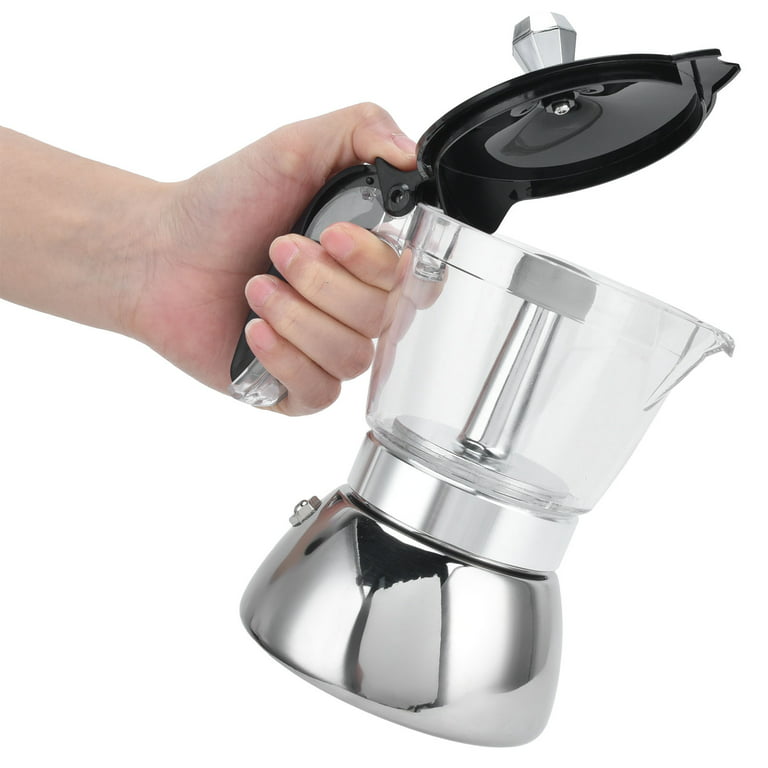 Stovetop Espresso Maker,Crystal Glass-Top Espresso Moka Pot,Coffee 