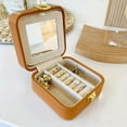 thumbnail image 6 of Jewelry Box Waterproof PU Leather Lockable with Hanging Hooks Case for Rings Yellow, 6 of 8