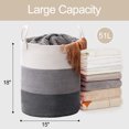 thumbnail image 2 of Inadays Laundry Basket 51L Large Clothes Laundry Hamper Woven Cotton Rope Tall Laundry Bag Baskets Toy Storage Organizer Collapsible Storage Basket for Blanket, Toys, Clothes, Pillows, Gradient Gray, 2 of 9