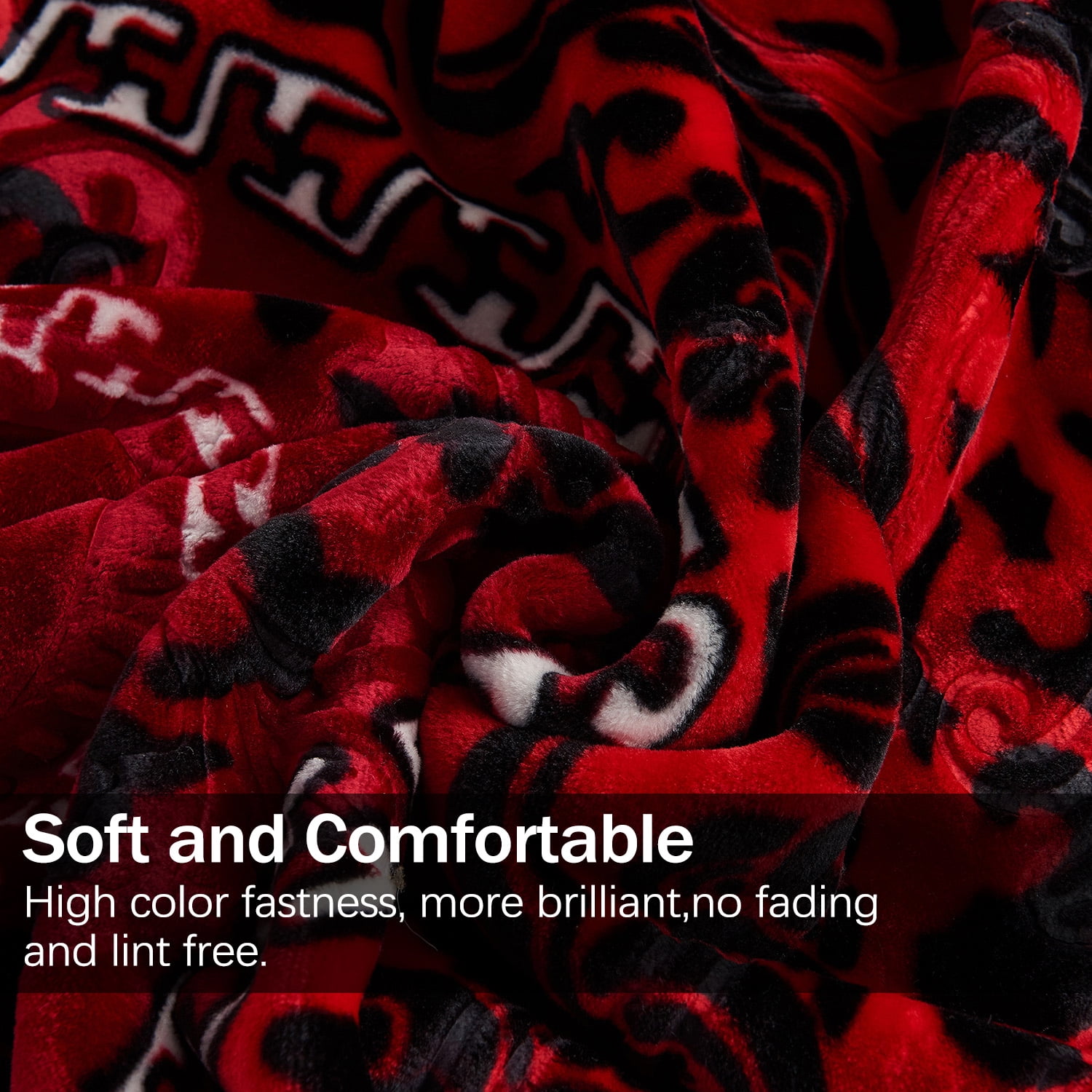 Heavy Thick Fleece Blanket King Size, 9lbs,1 Ply Silky Soft Warm Flower Embossed Raschel Winter Blanket, Minky Soft Plush Blanket for Sofa Bed, 85"x95", Black & Red
