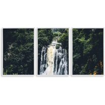 IDEA4WALL 3 Piece Framed Canvas Wall Art for Living Room, Bedroom Waterfall in Deep Forest of Croatia Canvas Prints for Modern Home Decoration Ready to Hang