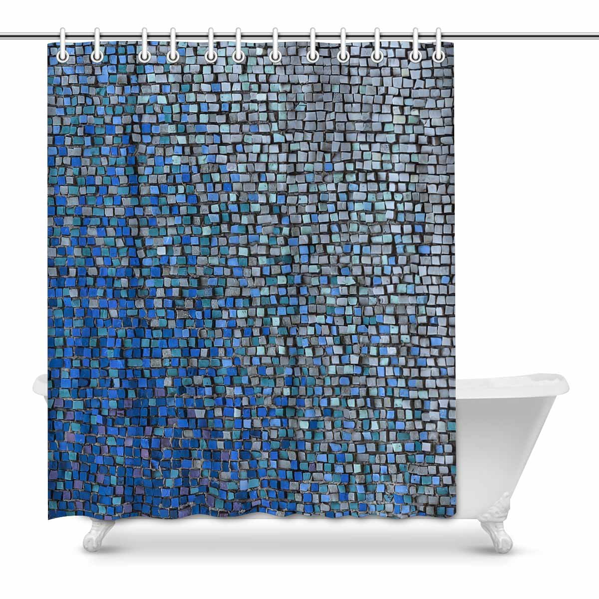 72 X 72 Inches Saadiya Blue Marble Shower Curtain for Bathroom Waterproof Fabric Decorative Shower Curtain Set with 12 Hooks 