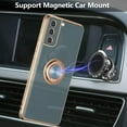 thumbnail image 2 of Electroplated Magnetic Ring Holder Case, 360 Degree with Rotation Metal Finger Ring Holder Magnet Car Holder Soft Silicone Shockproof Cover for Samsung Galaxy S21 FE - Gray, 2 of 12