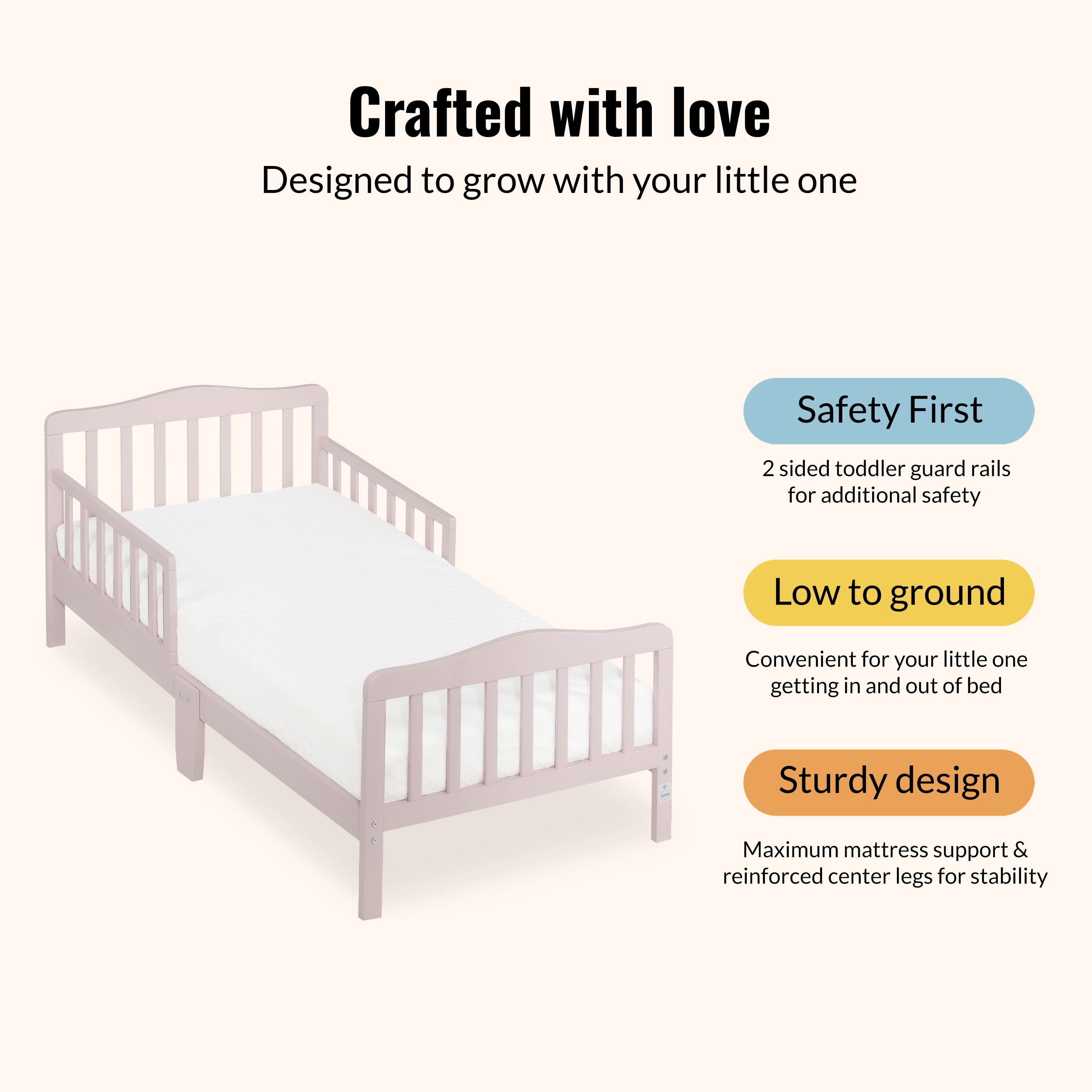 Dream On Me Classic Design Toddler Bed, Pink