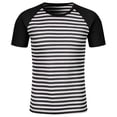 thumbnail image 4 of IWRICH Men's Waffle Strip Short Sleeve T Shirts Couples Summer Lightweight Striped Tee Casual Crewneck Athletic Gym Workout Top for Unisex Black L, 4 of 4