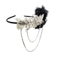 thumbnail image 1 of 1 diadema delicada de plumas negras con borlas y diamantes de imitación, 1 of 7