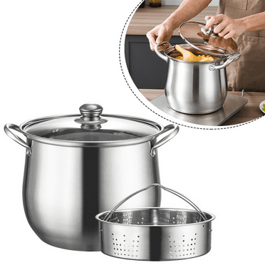 Fakrich Large Capacity Stew Pot, Stainless Steel Stockpot with Tempered Glass See Through Lid, Simmering Delicious Soups Stews and Induction Cooking for Household Cooking Congee Steamer