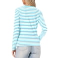 thumbnail image 3 of INSPIRE CHIC Women's Striped Long Sleeve Crew Neck Slim Fit Casual T Shirt Top Light Blue Stripe M, 3 of 6