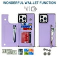 thumbnail image 3 of Crossbody Wallet Case for iPhone 15 Pro Max with RFID Blocking Card Slot Holder, Magnetic Flip Folio Purse Case, Premium PU Leather Zipper Handbag with Detachable Lanyard Strap, Purple, 3 of 10