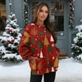 thumbnail image 2 of SCRAWLGOD Christmas Tree Stars Snowflake Red Women Sweatshirt Long Sleeve Crew Neck Sweatshirts for Women Trendy Comfy Casual Clothes Oversized Pullover Tops with Pockets, XL, 2 of 7