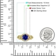 thumbnail image 7 of Art Deco Ring Sunflower Design Round Blue Sapphire Cubic Zirconia Yellow Tone 925 Sterling Silver, Size 5, 7 of 7