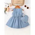 thumbnail image 4 of Toddler Baby Girls Denim Dress 18 Months Girls Dress 24 Months Girls Sleeveless Round Neckline Solid Color Dress with Bag Blue, 4 of 8