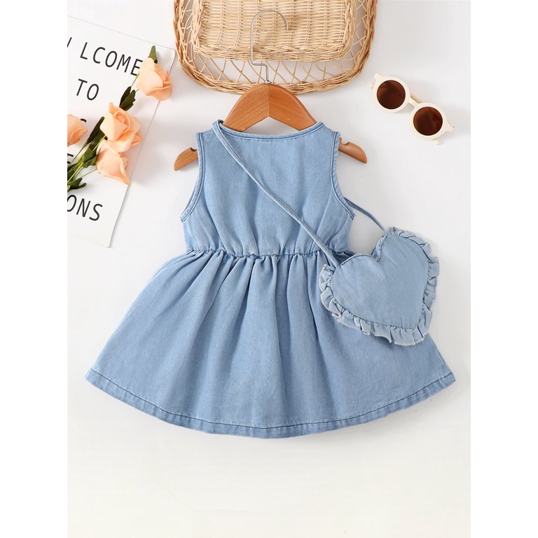 white christmas dresses Summer Denim Dress For Girls – MamaToddler main image 1