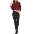thumbnail image 3 of INSPIRE CHIC Women's Jean Jacket Frayed Button Up Washed Cropped Denim Jacket Burgundy S, 3 of 8