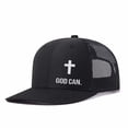 thumbnail image 2 of GOD CAN.Letter Embroidered Color Block Trucker Hat Unisex Adjustable Cotton Breathable Fashion Cap for Travel Daily Wear, 2 of 11