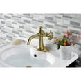 thumbnail image 2 of Kingston Brass KSD3547RX Belknap One-Handle Single-Hole Bathroom Faucet with Deck Plate and Push Pop-Up Drain, Brushed Brass, 2 of 7