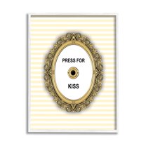 Stupell Industries Press For Kiss Romance Graphic Art White Framed Art Print Wall Art, Design by Martina Pavlova