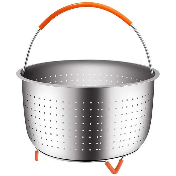 Mikewe Original Sturdy Steamer Basket For 8 Quart Pressure Cooker 18 8 Stainless Steel Steamer Insert With Silicone Covered Handle Great Accessory F