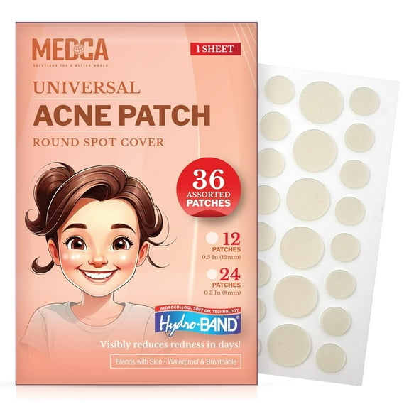 MEDca Universal Acne Pimple Patch Absorbing Cover 36 Count Two Sizes