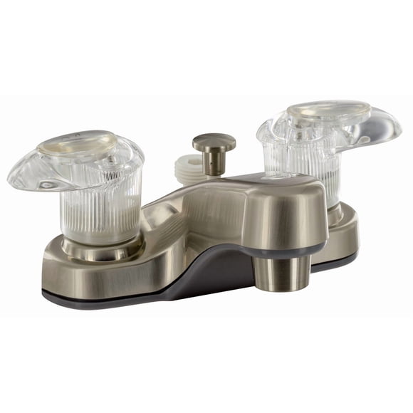 Phoenix Robinet PF222441 Catalina; Utilisé pour Lavabo; Pièce Unique Montage sur Terrasse 4 Pouces avec Déviateur de Douche; 2 Poignées en Acrylique; Nickel Brossé/plastique sous-Boîtier; 2 Trous