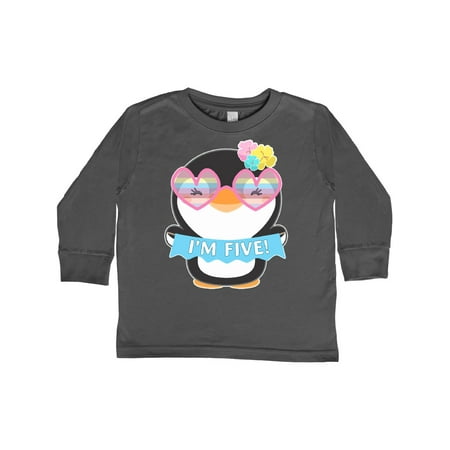 

Inktastic I m 5 Cute Penguin with Sunglasses and Flowers Gift Toddler Boy or Toddler Girl Long Sleeve T-Shirt