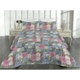 thumbnail image 2 of Ambesonne Spring Quilted Bedspread Set 3 Pcs, Hydrangea Colorful Flowers, Queen, Mauve Taupe Ceil Blue, 2 of 4