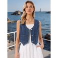 thumbnail image 2 of DARING DIVA Women's Denim Vest Sleeveless Button Down Cropped Waistcoat XS Vintage Blue, 2 of 6